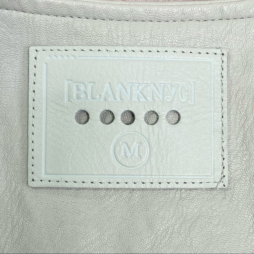 BlankNYC Moto Faux Leather Jacket Womens Size M Gray Lacing Fringe Zip Front - Picture 15 of 16